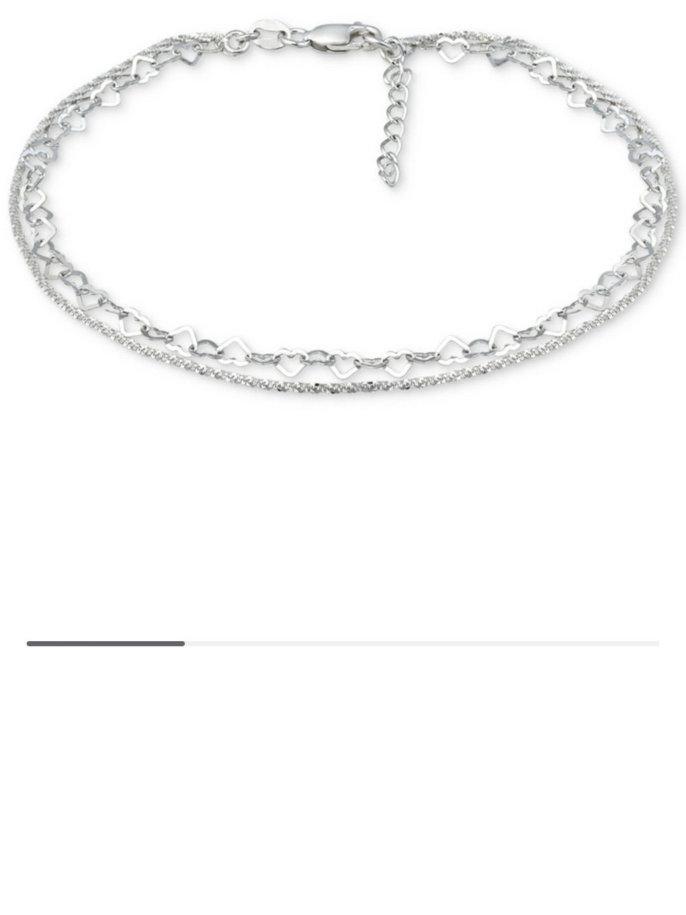 Silver Heart Link Double-Layer Anklet